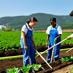 **Prompt 1: Green Collar Exploration in a Sustainable Setting**
    A diverse group of young adults, dressed in modest and practical outdoor work attire, actively engaged in a sustainable agriculture project. They are shown planting saplings in a sunlit field with rolling hills and a modern eco-friendly greenhouse in the background. The atmosphere is collaborative and educational, highlighting their focus and enthusiasm. The image captures the essence of "green collar" professions. Professional photography, high detail, realistic, vibrant natural colors, safe for work, appropriate content, fully clothed, professional dress, perfect anatomy, correct proportions, natural pose, well-formed hands, proper finger count, natural body proportions, family-friendly.